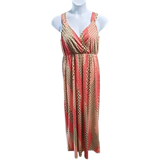 New Directions Sleeveless V-Neckline Elastic Waistband Geometric Print Dress 2X - Picture 2 of 6